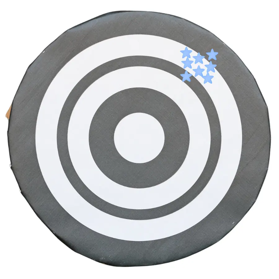 Image showing archery example of precise but not accurate result