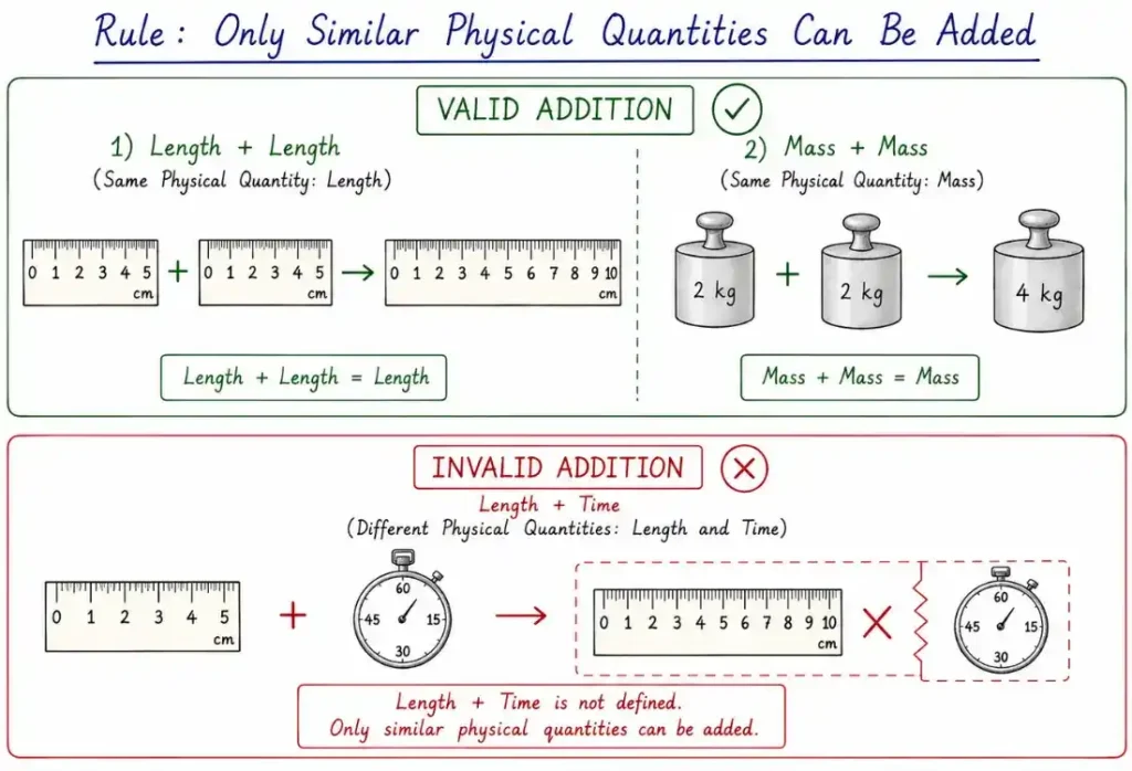 Image showing the basic concept that only similar quantities can be added