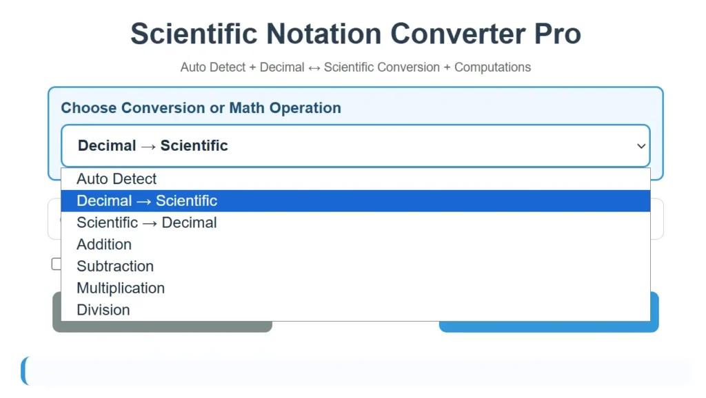 A conversion tool that converts a decimal number to scientific notation & displays its scientific and engineering notation.