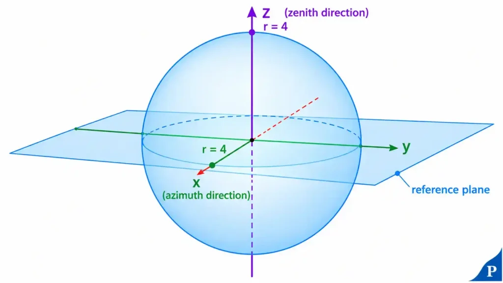 Plotting r = 4, along azimuth and zenith directions.