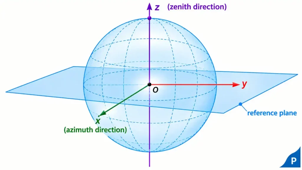 Showing Spherical Coordinate System with its elements