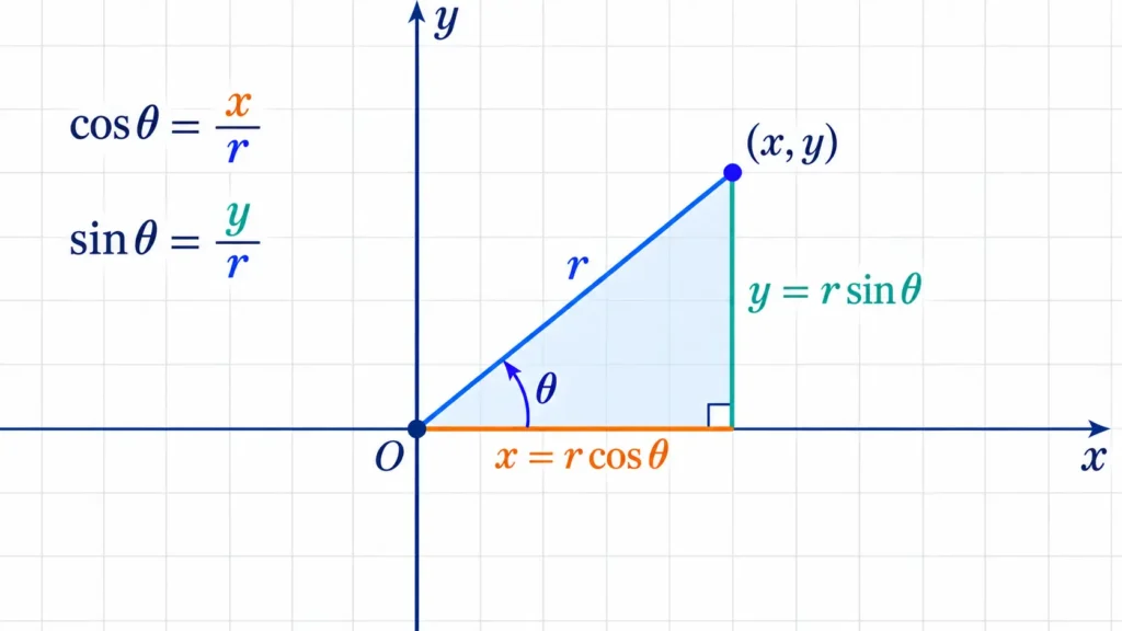 Polar to Rectangular Coordinates Conversion Triangle